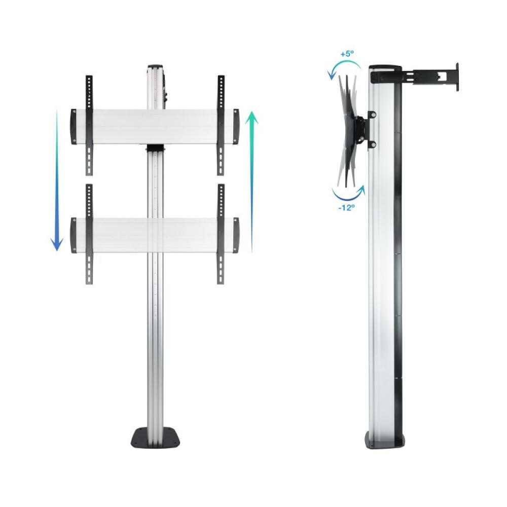 TooQ - FS2270M-B soporte para pantalla de señalización 177,8 cm (70") Plata