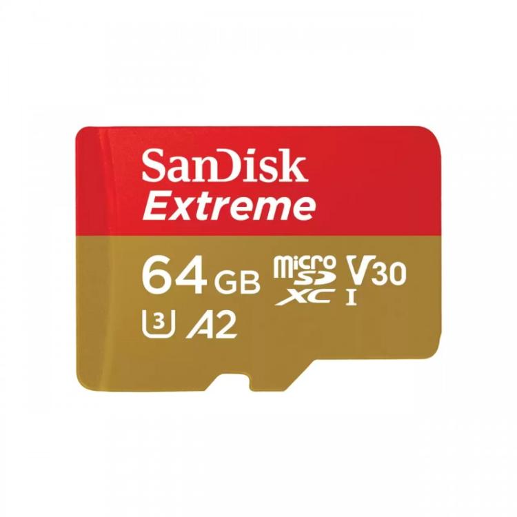 SanDisk - Extreme 64 GB MicroSDXC UHS-I Clase 10 - SDSQXAH-064G-GN6MA