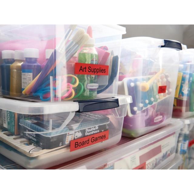 DYMO - D1 - Etiquetas estándar - Negro sobre rojo - 12mm x 7m