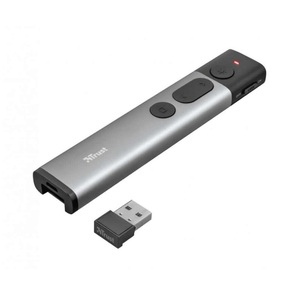 Trust - Kazun apuntador inalámbricos RF Aluminio, Negro