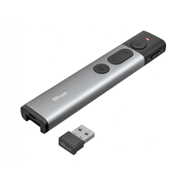 Trust - Kazun apuntador inalámbricos RF Aluminio, Negro