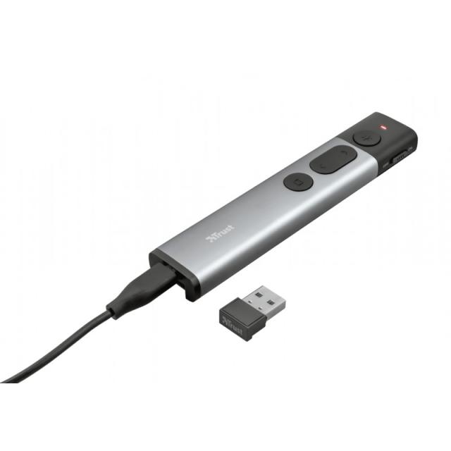 Trust - Kazun apuntador inalámbricos RF Aluminio, Negro