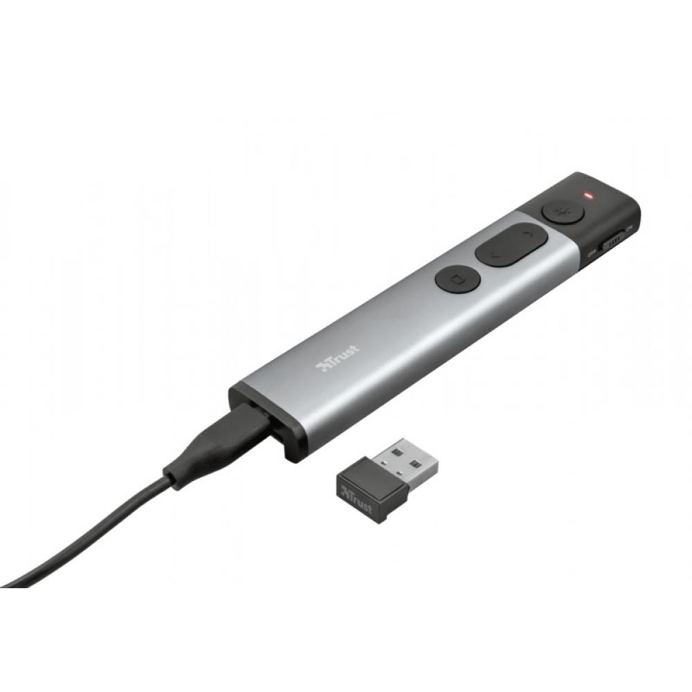 Trust - Kazun apuntador inalámbricos RF Aluminio, Negro
