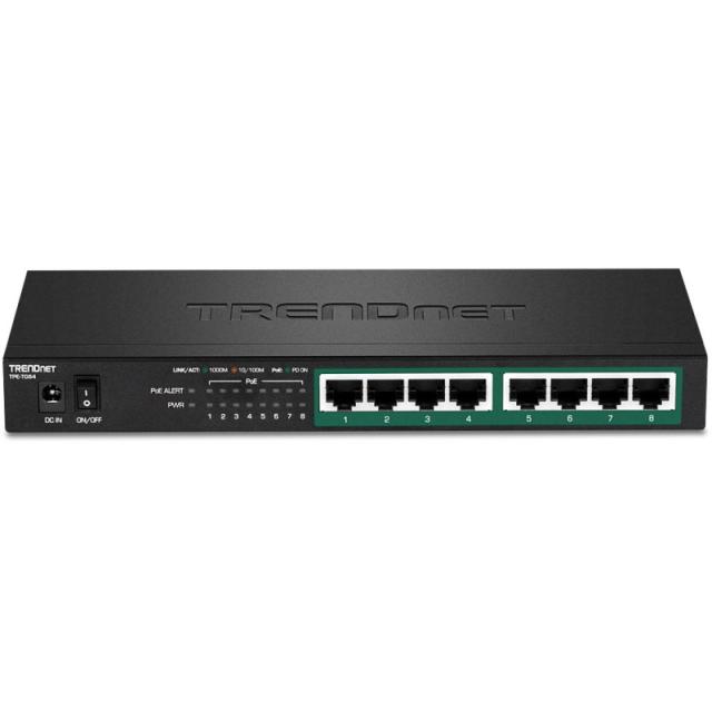 Trendnet - TPE-TG84 switch No administrado Gigabit Ethernet (10/100/1000) Energía sobre Ethernet (PoE) Negro