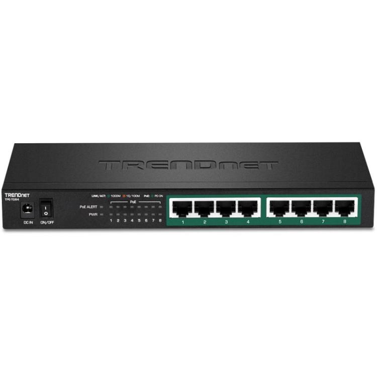 Trendnet - TPE-TG84 switch No administrado Gigabit Ethernet (10/100/1000) Energía sobre Ethernet (PoE) Negro