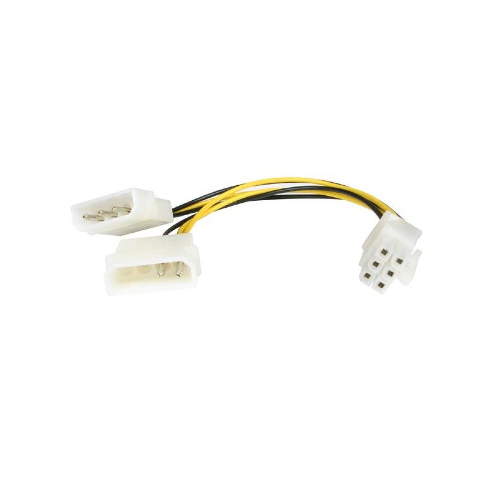 StarTech.com - Cable de 15cm Adaptador de Alimentación de LP4 a PCI Express de 6 Pines para Tarjeta Gráfica