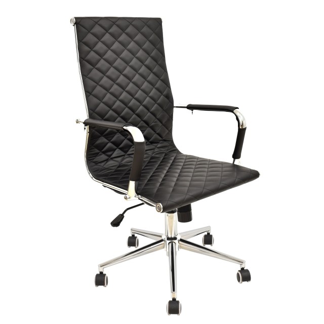 Sillón de oficina ZAGREB, alto, gas, basculante, similpiel negra