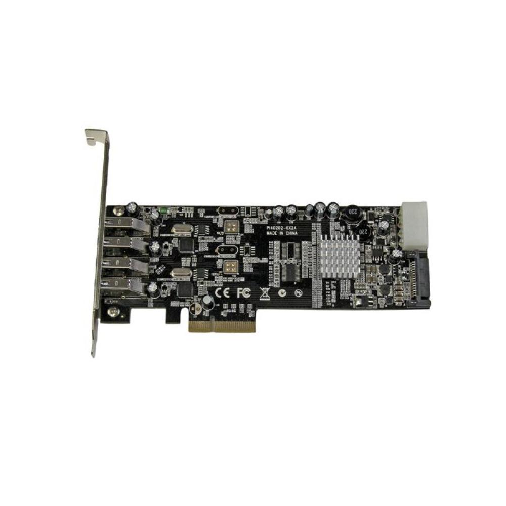 StarTech.com - Adaptador Tarjeta PCI Express PCI-E 4 Puertos USB 3.0 UASP Bus Doble con Alimentación Molex SATA