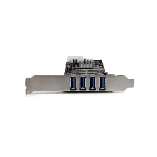 StarTech.com - Adaptador Tarjeta PCI Express PCI-E 4 Puertos USB 3.0 UASP Bus Doble con Alimentación Molex SATA