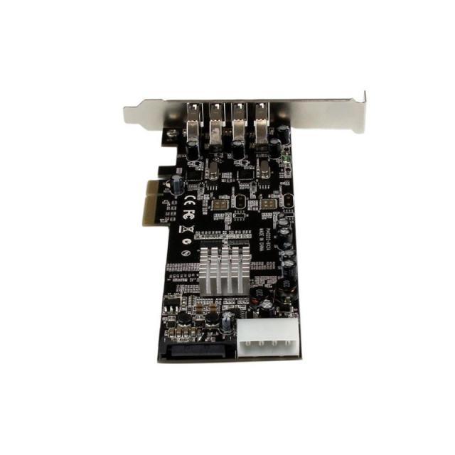 StarTech.com - Adaptador Tarjeta PCI Express PCI-E 4 Puertos USB 3.0 UASP Bus Doble con Alimentación Molex SATA