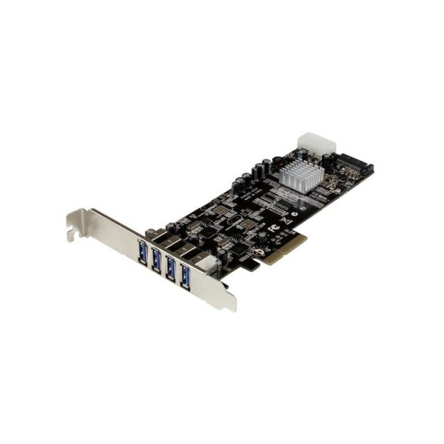 StarTech.com - Adaptador Tarjeta PCI Express PCI-E 4 Puertos USB 3.0 UASP Bus Doble con Alimentación Molex SATA