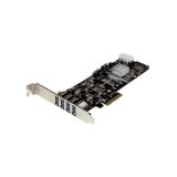 StarTech.com - Adaptador Tarjeta PCI Express PCI-E 4 Puertos USB 3.0 UASP Bus Doble con Alimentación Molex SATA