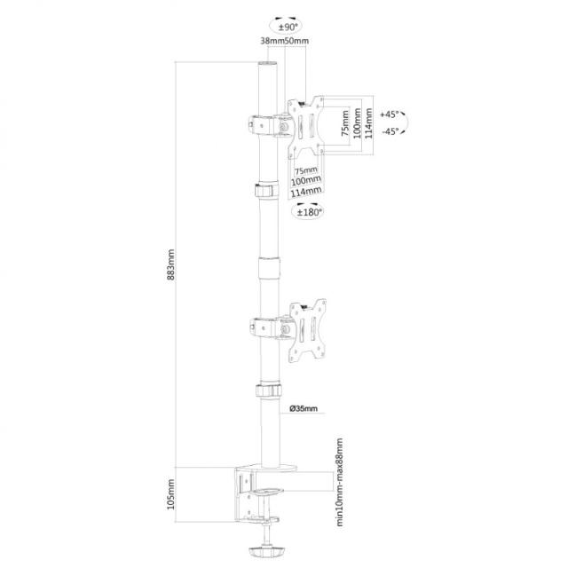 Neomounts - FPMA-D550DVBLACK Brazo de monitor 10-32" - instalación vertical
