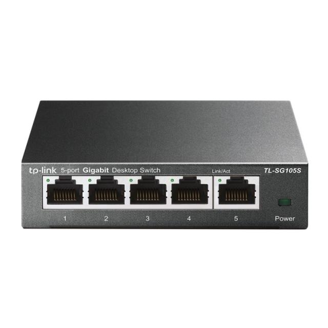 TP-Link - TL-SG105S switch No administrado Gigabit Ethernet (10/100/1000) Negro