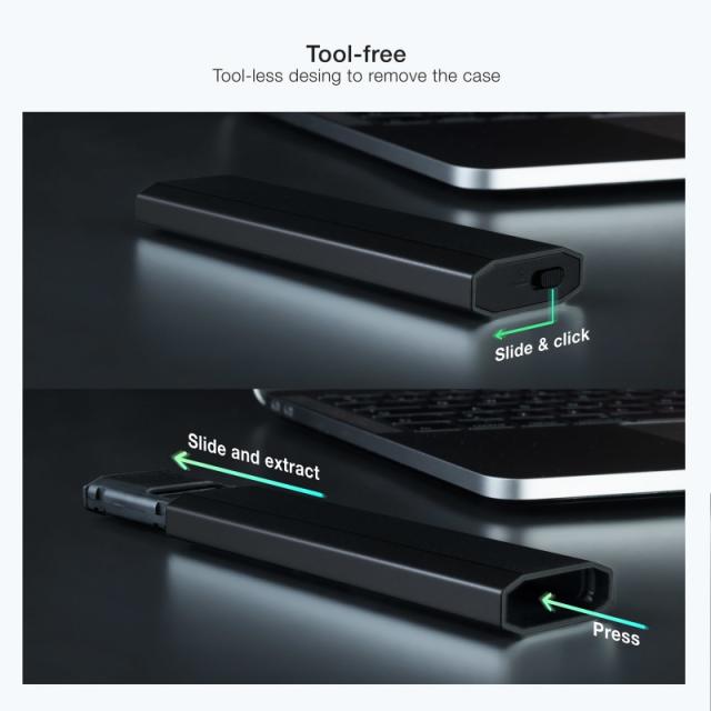 TooQ - Shura Caja externa para unidad de estado sólido (SSD) Negro M.2