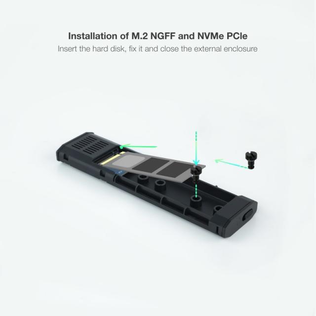 TooQ - Shura Caja externa para unidad de estado sólido (SSD) Negro M.2