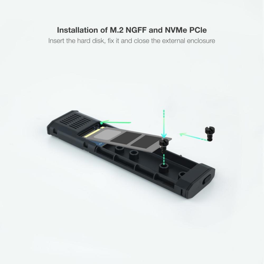 TooQ - Shura Caja externa para unidad de estado sólido (SSD) Negro M.2