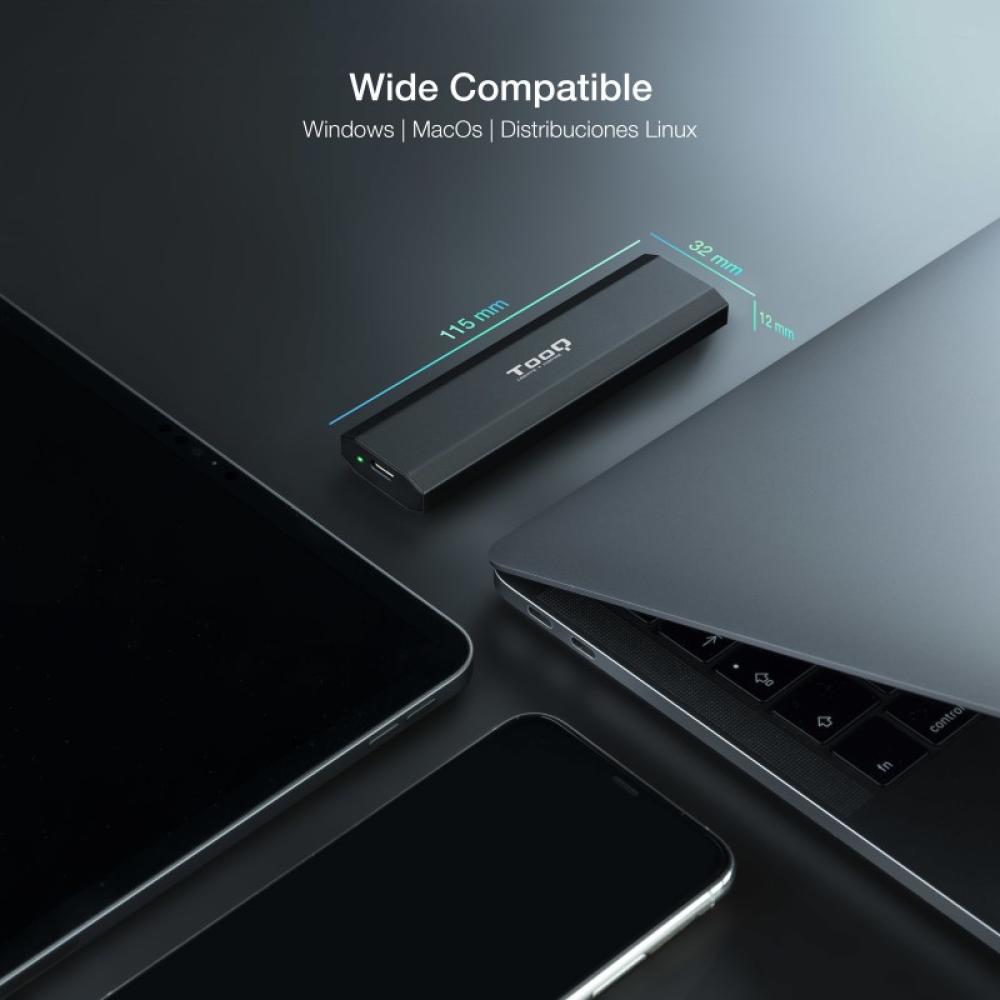 TooQ - Shura Caja externa para unidad de estado sólido (SSD) Negro M.2