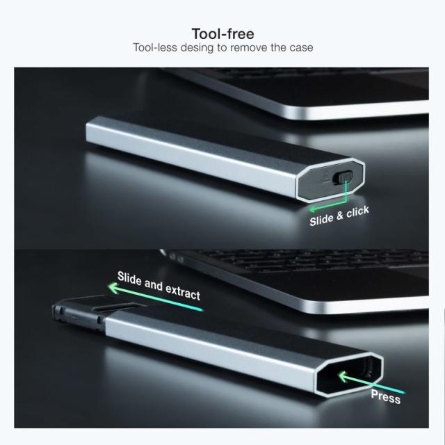 TooQ - Shura Caja externa para unidad de estado sólido (SSD) Gris M.2