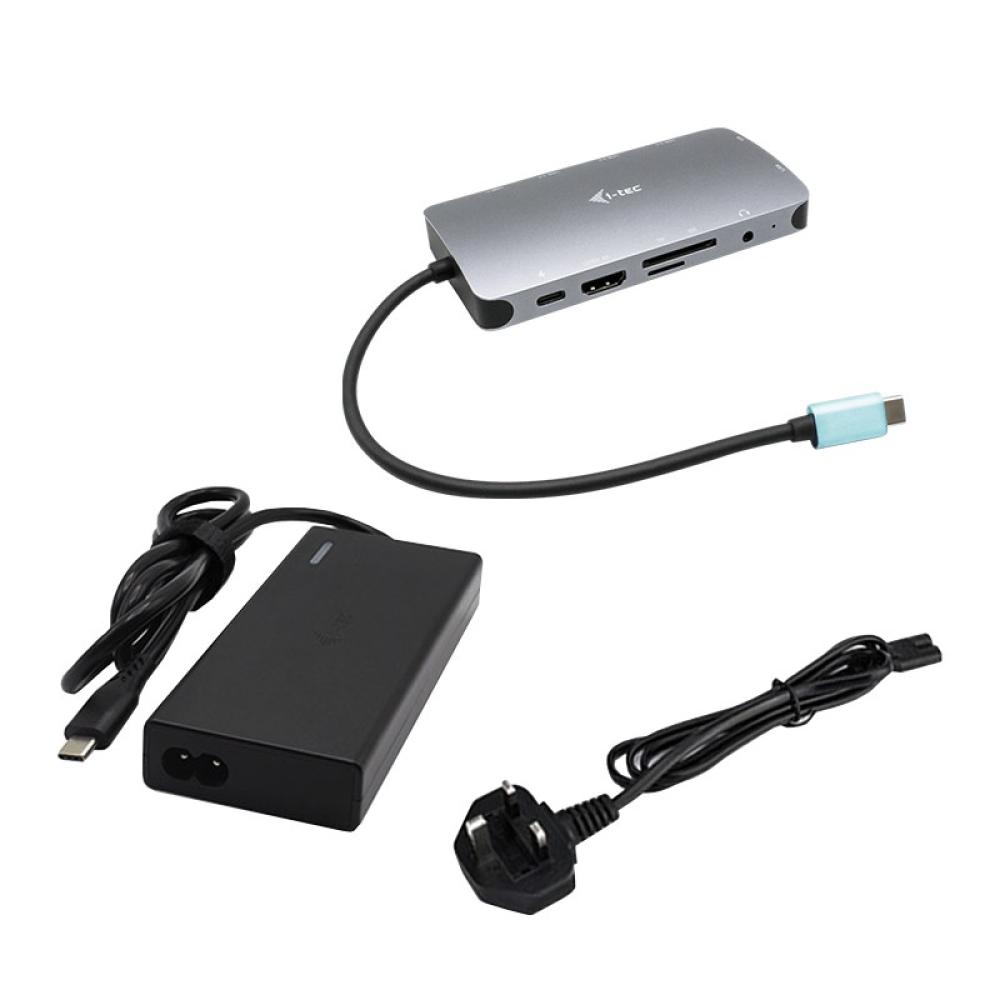 i-tec - Metal USB-C Nano Dock HDMI/VGA with LAN + Universal Charger 77 W