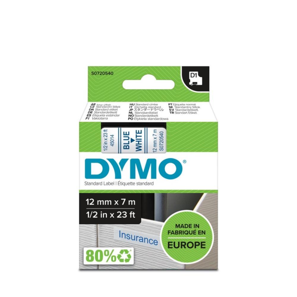 DYMO - D1 - Etiquetas estándar - Azul sobre blanco - 12mm x 7m