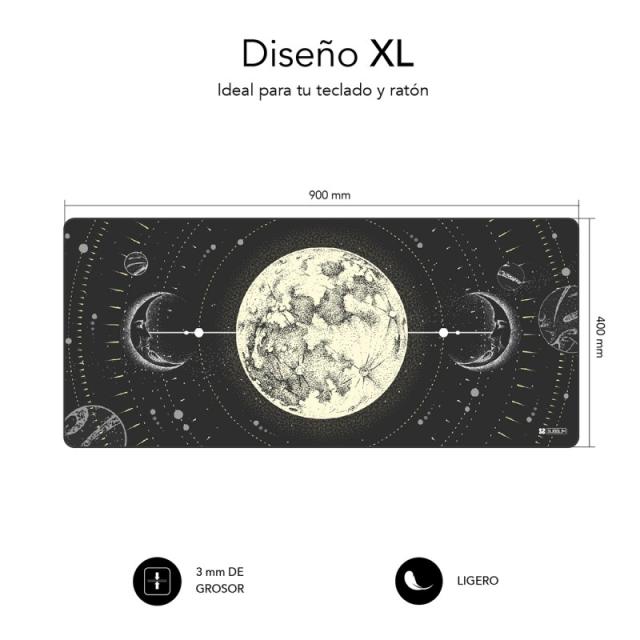 SUBBLIM - Alfombrilla Ratón Lunar XL Mouse Pad 900x400x3