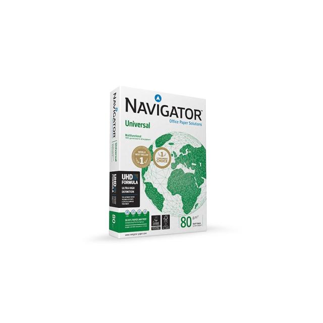Navigator - Universal papel para impresora de inyección de tinta A4 (210x297 mm) 500 hojas Blanco NAV080 Pack 5 Unid.
