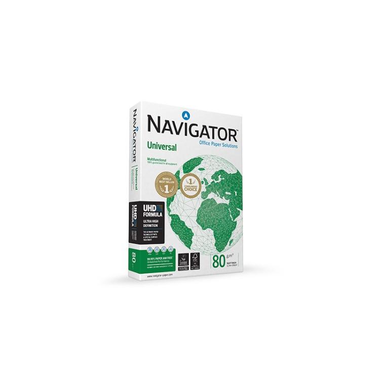 Navigator - Universal papel para impresora de inyección de tinta A4 (210x297 mm) 500 hojas Blanco NAV080 Pack 5 Unid.