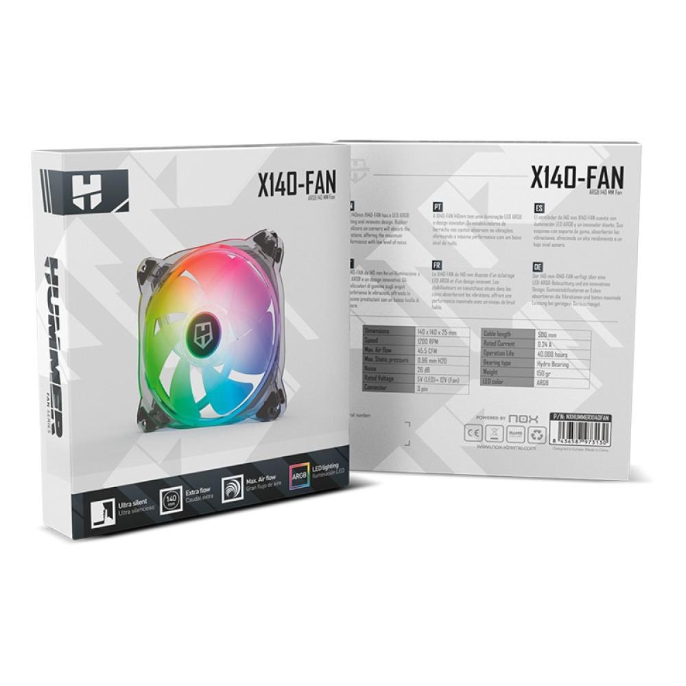 NOX - Hummer X140-FAN Carcasa del ordenador Ventilador 14 cm Translúcido 1 pieza(s)