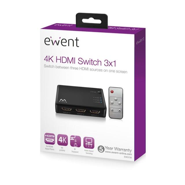 Ewent - EW3730 interruptor de video HDMI