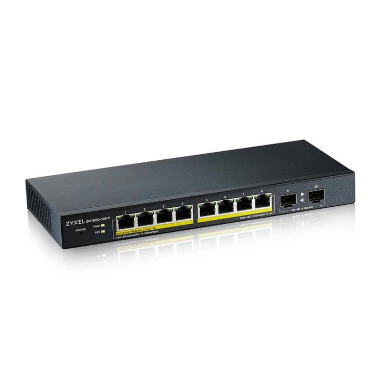 Zyxel - GS1900-10HP Gestionado L2 Gigabit Ethernet (10/100/1000) Energía sobre Ethernet (PoE) Negro