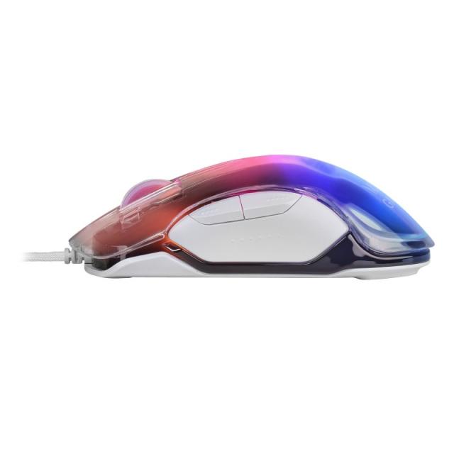 Mars Gaming - MMGLOWW, Ratón Gaming RGB Chroma-Glow, Acabado Espejo, Ultraligero, 12800 DPI, Blanco