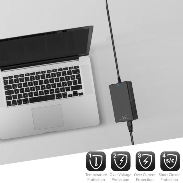 Ewent - EW3965 adaptador e inversor de corriente Interior 65 W Negro