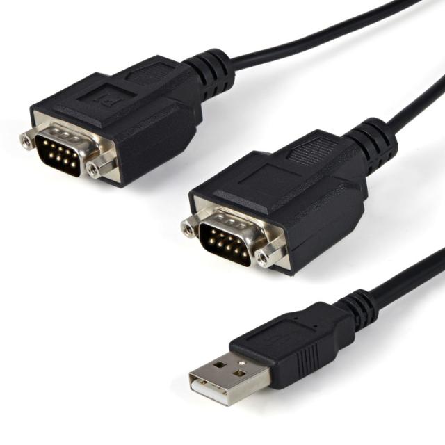 StarTech.com - Cable 1,8m USB a 2 Puertos Serie Serial RS232 DB9 Retención del Puerto de Asignación COM
