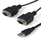 StarTech.com - Cable 1,8m USB a 2 Puertos Serie Serial RS232 DB9 Retención del Puerto de Asignación COM