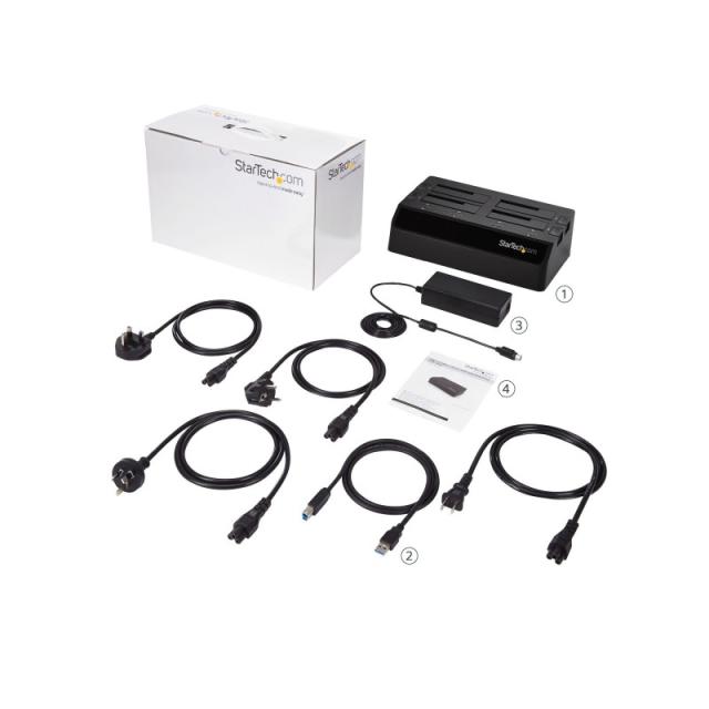 StarTech.com - Base de Acoplamiento USB 3.0 de 4 Bahías SATA - Docking Station USB de Discos Duros o SSD SATA III de 2,5/3,5" -