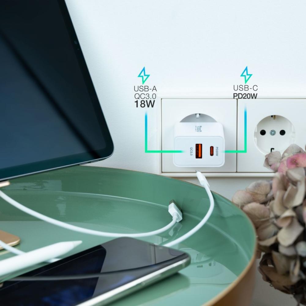 TooQ - TQWC-2SC04WT cargador de dispositivo móvil Universal Blanco Corriente alterna Carga rápida Interior