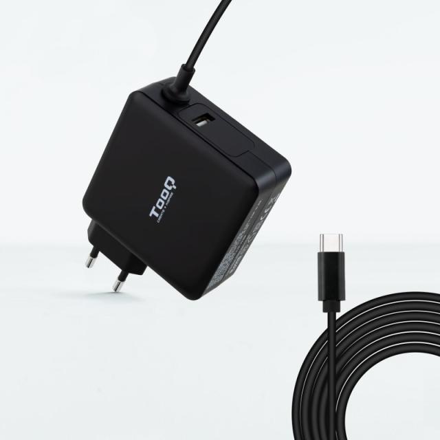 TooQ - TQLC-USBC90PD adaptador e inversor de corriente Auto 90 W Negro