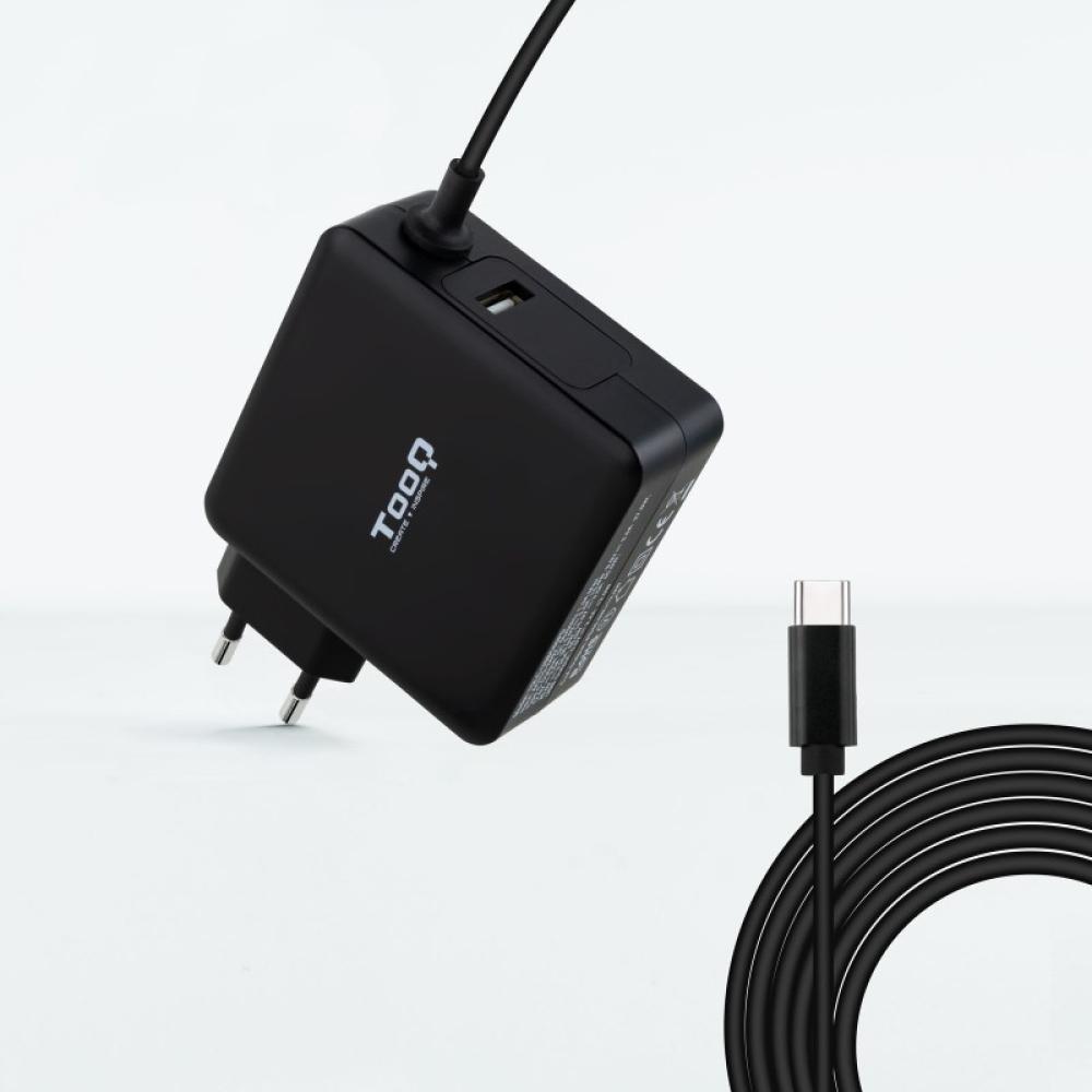TooQ - TQLC-USBC90PD adaptador e inversor de corriente Auto 90 W Negro