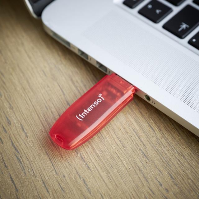 Intenso - Rainbow Line unidad flash USB 128 GB USB tipo A 2.0 Rojo, Transparente