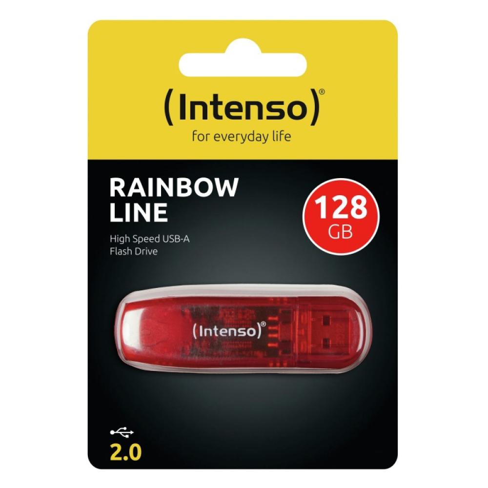 Intenso - Rainbow Line unidad flash USB 128 GB USB tipo A 2.0 Rojo, Transparente