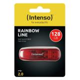 Intenso - Rainbow Line unidad flash USB 128 GB USB tipo A 2.0 Rojo, Transparente