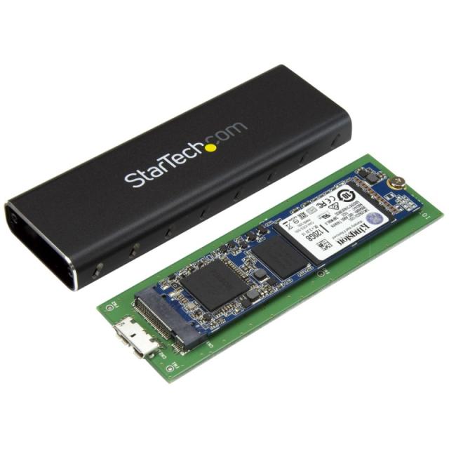 StarTech.com - Caja USB 3.0 (5Gbps) a SSD M.2 de Aluminio con UASP - Negro - SATA NGFF M.2 con B Key y B+M Key - Caja Portátil E