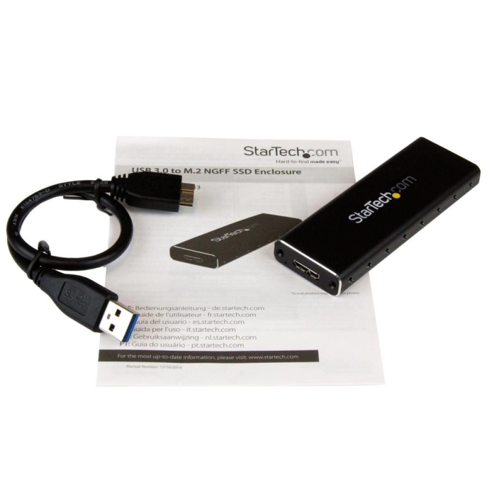StarTech.com - Caja USB 3.0 (5Gbps) a SSD M.2 de Aluminio con UASP - Negro - SATA NGFF M.2 con B Key y B+M Key - Caja Portátil E