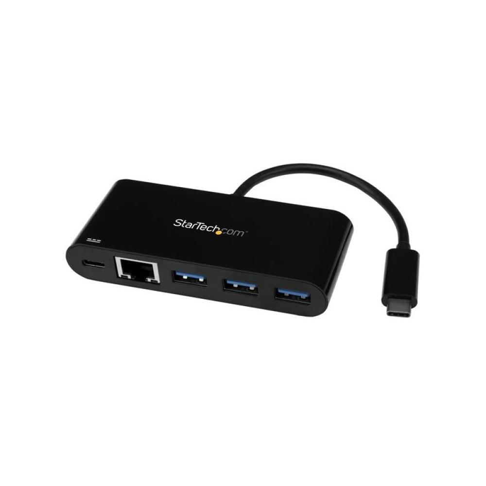 StarTech.com - Hub Concentrador USB 3.0 USB-C de 3 Puertos con Ethernet Gigabit y Entrega de Alimentación de 60W con Puerto Pass