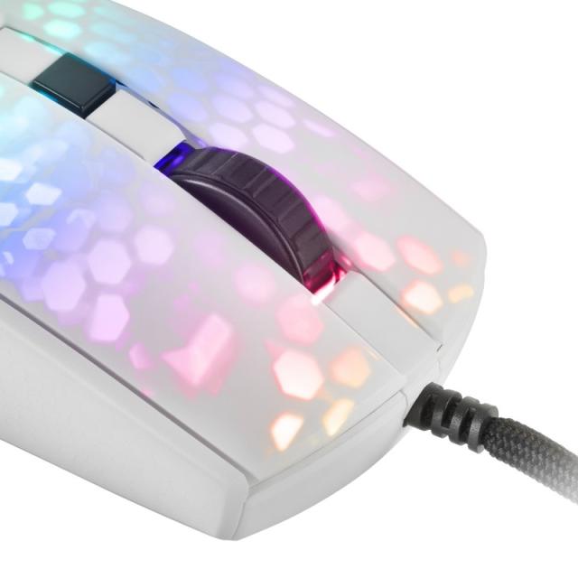 Mars Gaming - MMRW, Ratón Gaming RGB Chroma, Estructura Translúcida Ultra-ligera 58 g, 12800 DPI, Switches Mecánicos HUANO, Blan