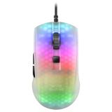 Mars Gaming - MMRW, Ratón Gaming RGB Chroma, Estructura Translúcida Ultra-ligera 58 g, 12800 DPI, Switches Mecánicos HUANO, Blan