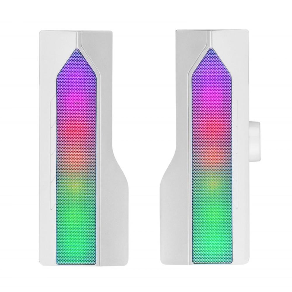 Mars Gaming - ALTAVOZ BLUETOOTH MSDUO WHITE 2 EN 1 CONVERTIBLE EN SOBREMESA 2.0 O SOUNDBAR BT 5.0 ILUMINACION RGB