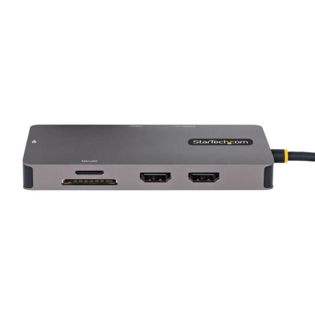 StarTech.com - Adaptador Multipuertos USB C 2x HDMI 4K 60Hz, Hub USB-A 3.1 2Pt 5Gbps, PD 100W, GbE, SD/MicroSD, Cable de 30cm, D