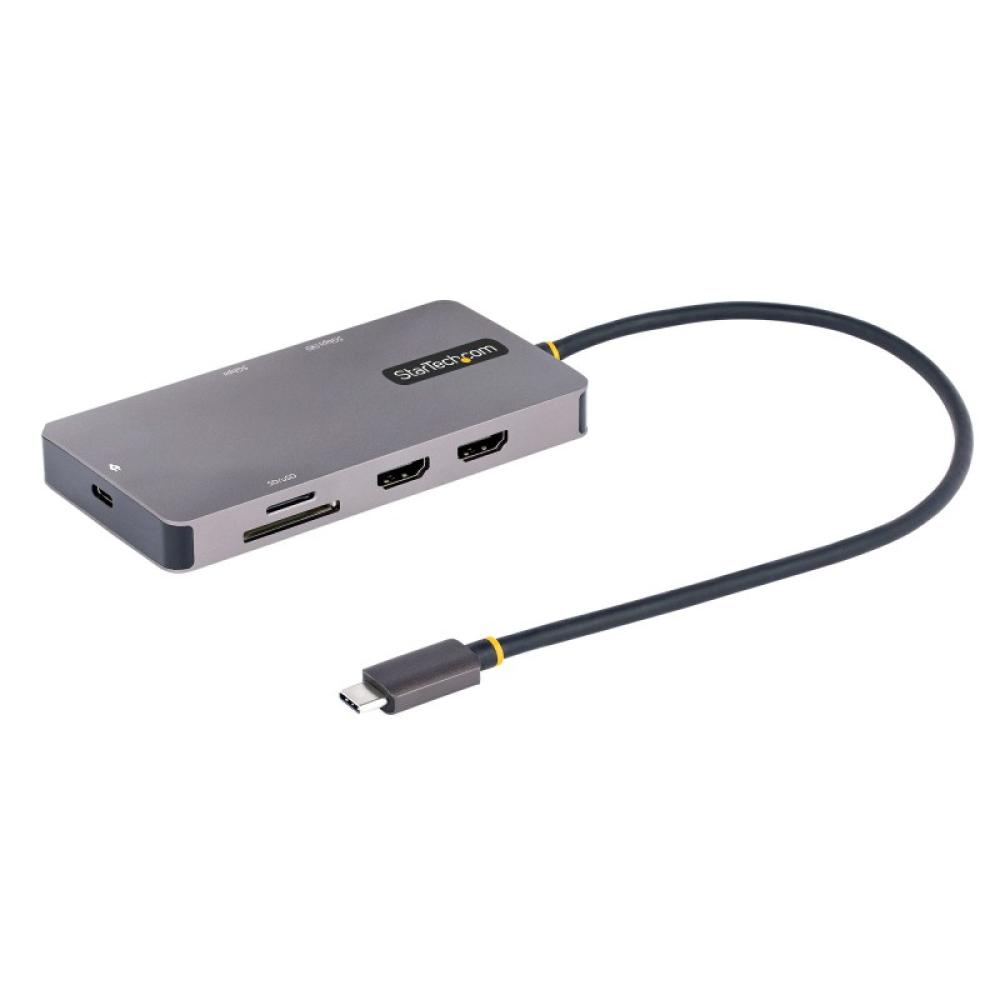 StarTech.com - Adaptador Multipuertos USB C 2x HDMI 4K 60Hz, Hub USB-A 3.1 2Pt 5Gbps, PD 100W, GbE, SD/MicroSD, Cable de 30cm, D